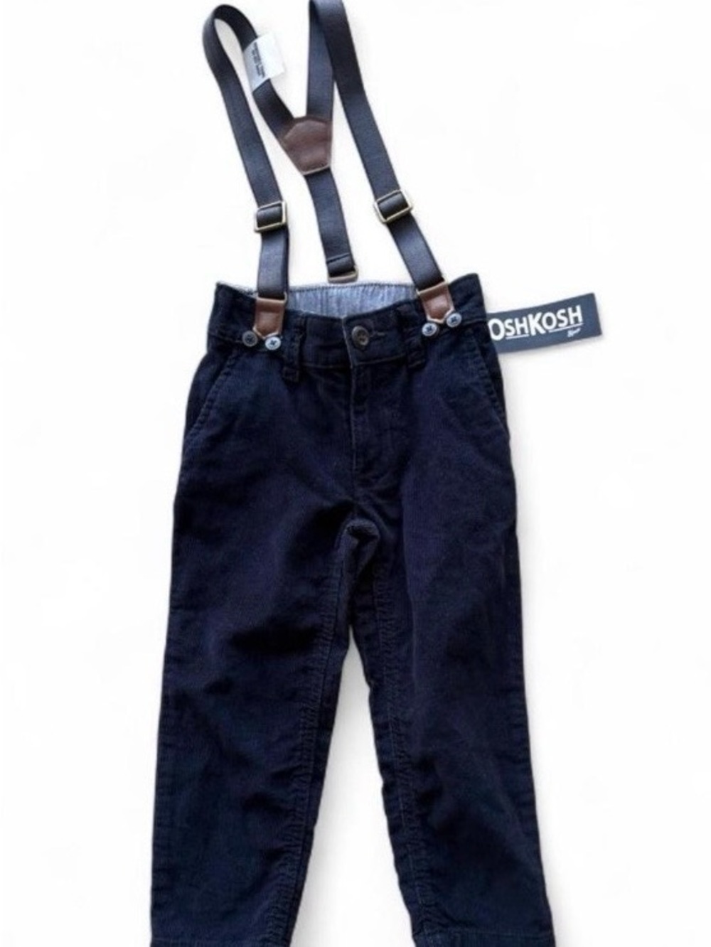 OshKosh B'gosh Black Corduroy Pants with Brown Button Detail